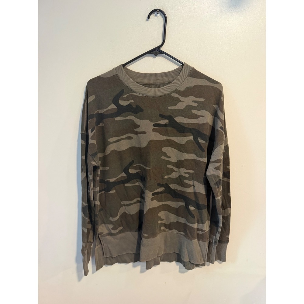Time and Tru Womens Camo Crewneck Sweatshirt‎ Green Brown TT31100012930P Small